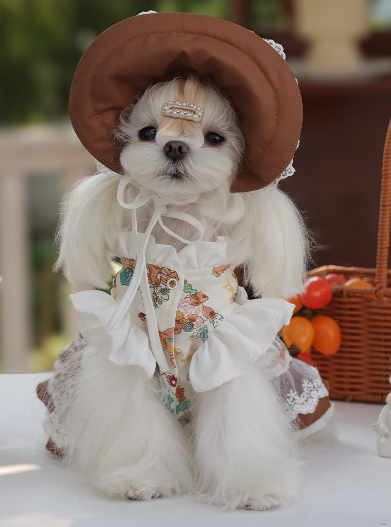 PawsCube Dog Cat Lolita Costume: Breathable Cotton + Tulle Skirt, Perfect for Photo Shoots & Parties